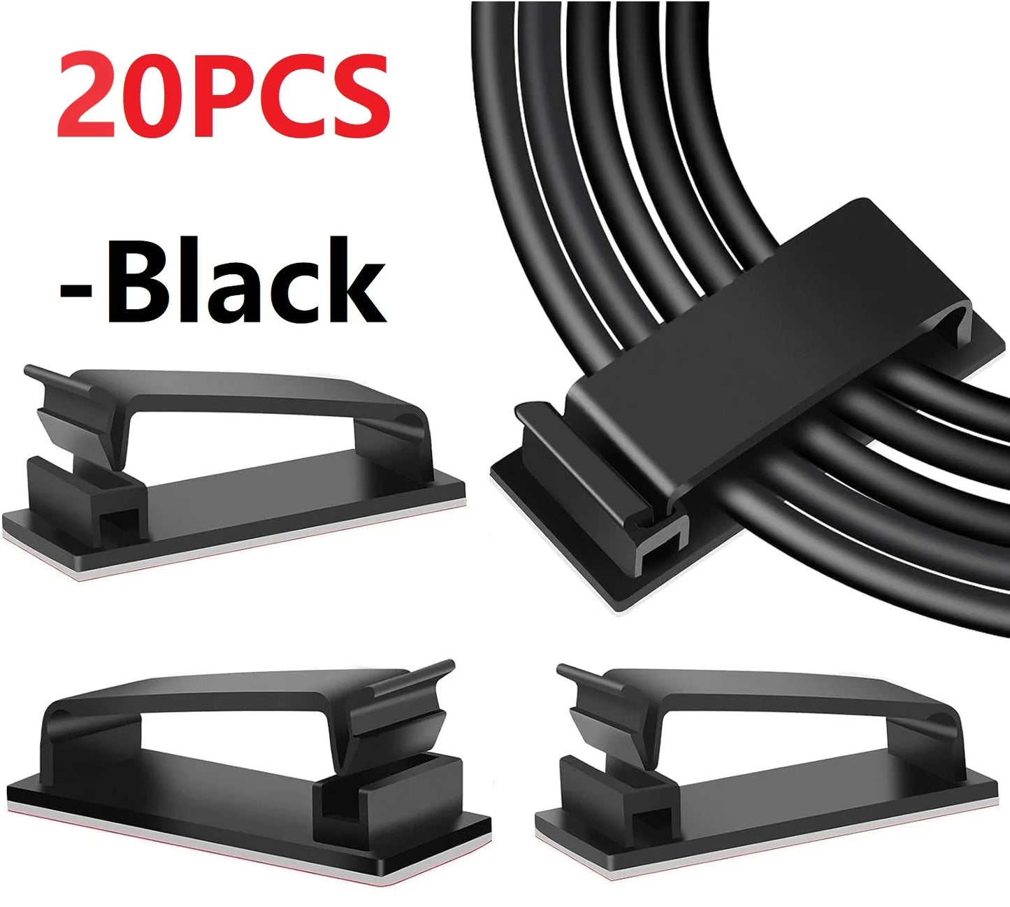 Self Adhesive Cable Management Clips Cable Organizers Wire Clips Cord Holder for TV PC Ethernet Cable under Desk Home Office