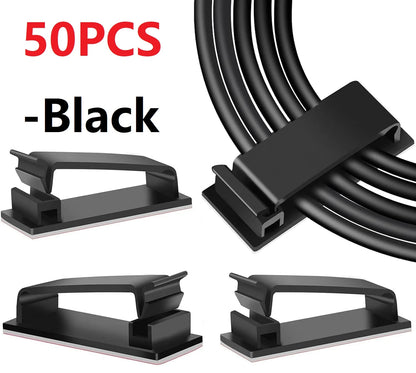 Self Adhesive Cable Management Clips Cable Organizers Wire Clips Cord Holder for TV PC Ethernet Cable under Desk Home Office