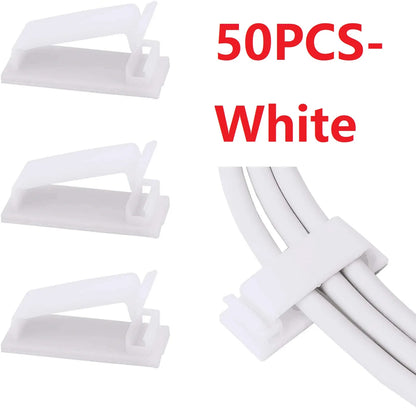 Self Adhesive Cable Management Clips Cable Organizers Wire Clips Cord Holder for TV PC Ethernet Cable under Desk Home Office